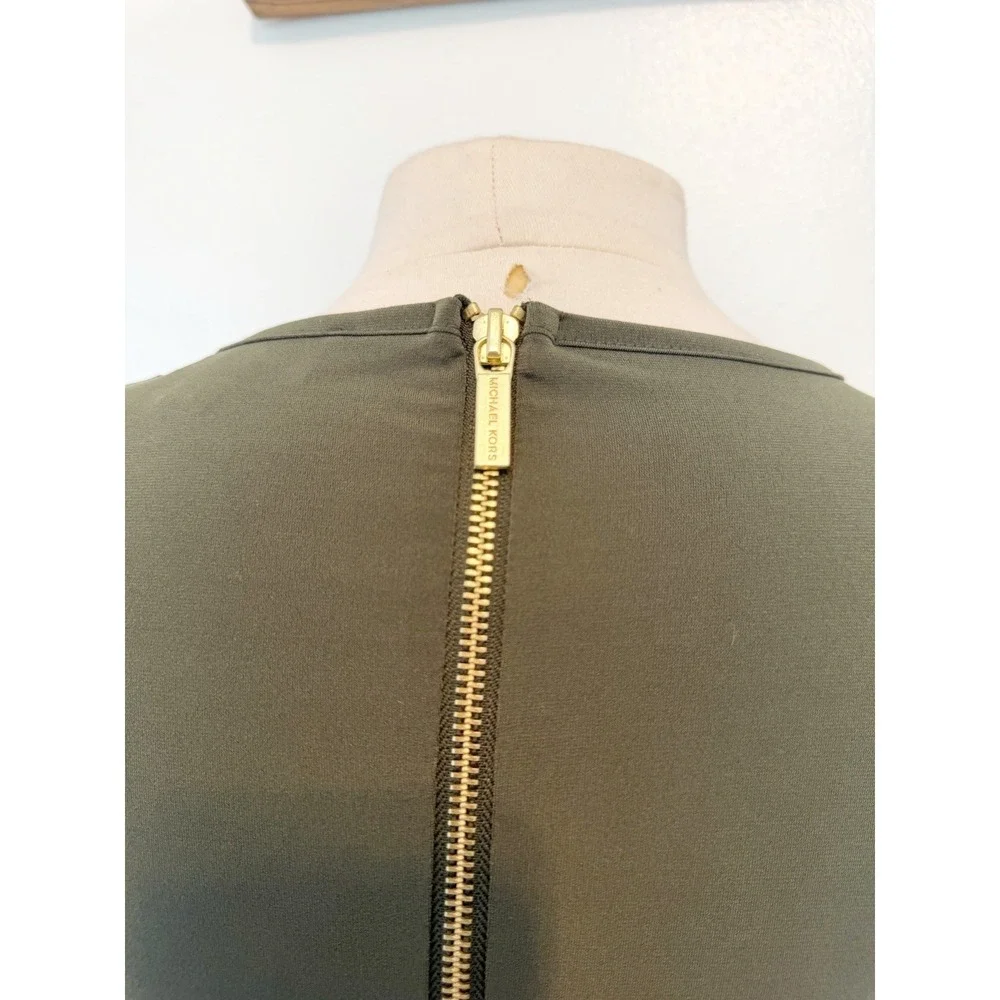 Michael Kors Dress Women's Olive with Gold Zippers Women's XS preppy Office Y2K